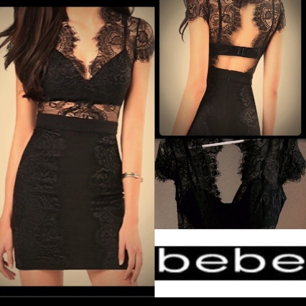 💖 Bebe Lacey Black Mini Dress 💖
